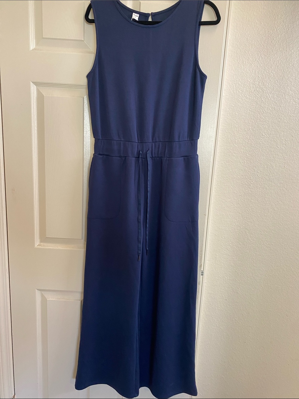 Sleeveless Navy Drawstring Waist Jumpsuit